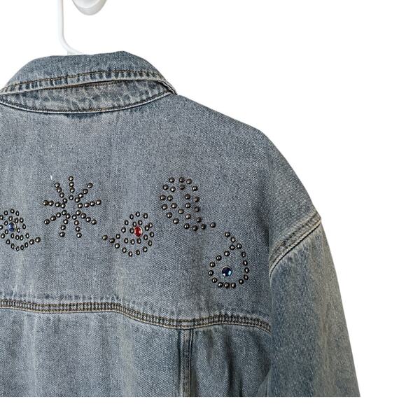 BDG Urban Outfitters Studded Relaxed Fit Denim Trucker Jacket Unisex XL NEW - Picture 7 of 11
